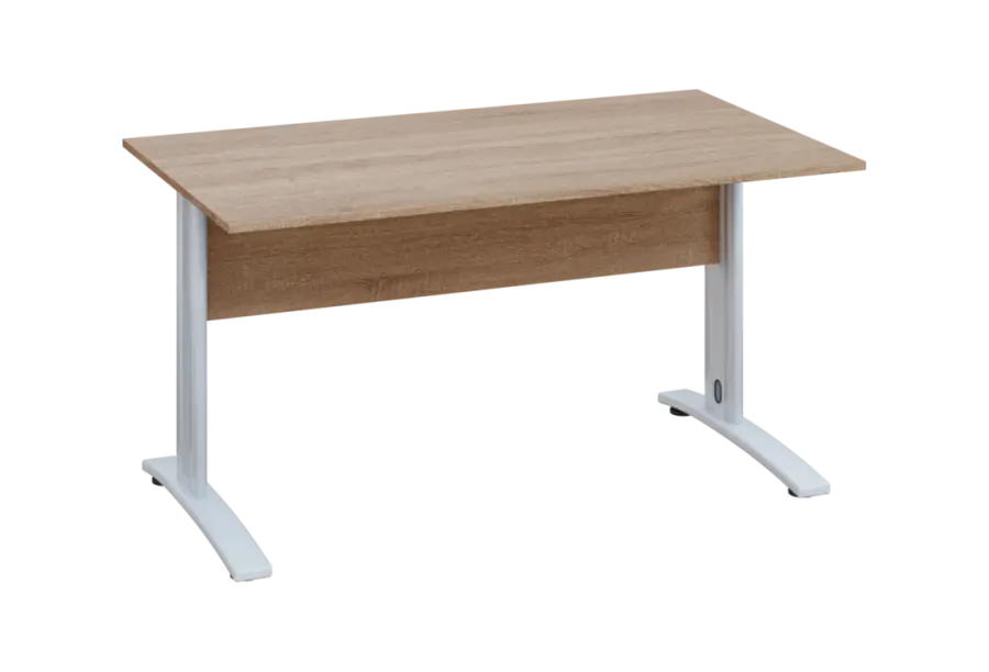 EPK 28 - 14 stůl kancelářský, kovová podnož bílá, deska 25 mm, široký 1400 mm, dub bardolino